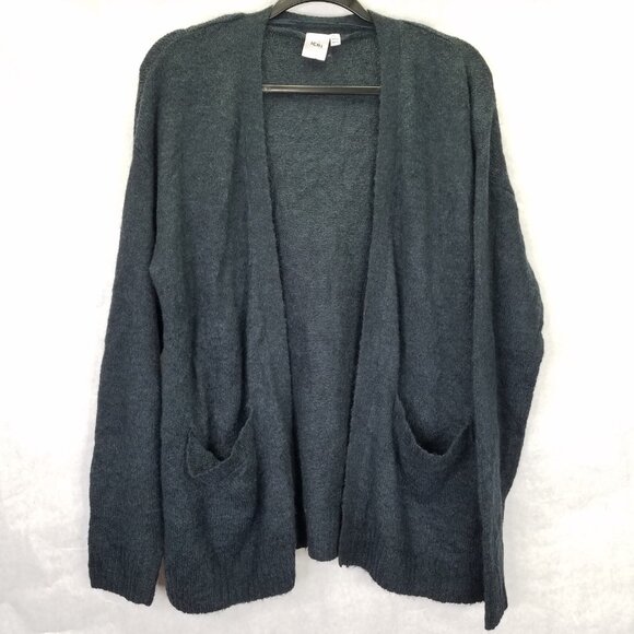 Ichi Ihamara Cardigan Women's Large Navy Blue Long Sleeve Open Sweater Alpaca - Picture 1 of 15